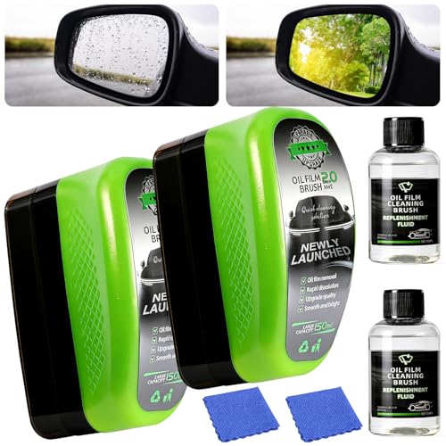 Clear Vision Glass Cleaner,2PCS,-Oil Free Car Glass Brushes, Upgrade 2.0 Cleaner, Automotive Oil Film Cleaning Brush for Car Windows, Clearvision Cars Windshield Cleaner Tool