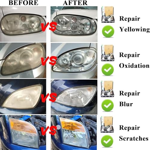 Pmbqifay Headlight Restoration Kit, Car Headlight Polish Repair Renovation Kit with 800g Repair Liquid for Repair Headlight Yellowing, Haze, Oxidation, Scrashes - size: XXL