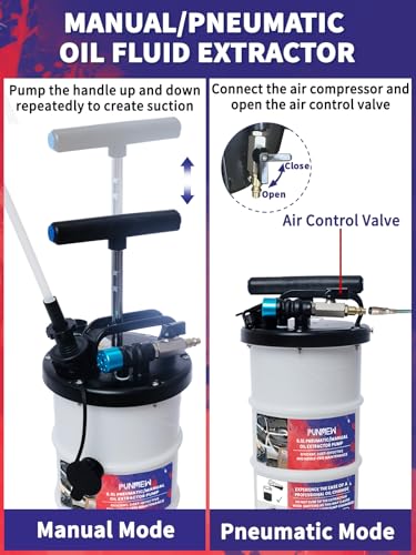 6.5L Oil Extractor Pump Pneumatic/Manual Oil Extractor for Automotive Fluids Vacuum Evacuation