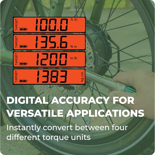 eTORK 3/8" Digital Torque Wrench, 25-250 in-lb Electronic Precision Tool | 3/8" Drive With Backlit Display For Lawn Mower, Chainsaw, Motorcycle, Bicycle Components & Low Torque Fasteners - size: 3/8-Inch, style: 25-250 in.-lb