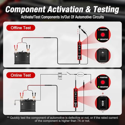 Power Circuit Probe Tester Automotive, 6V-24V DC Car Test Light | Circuit Short&Open Finder, Car Circuit Tester Diagnostic Tool with Continuity/Component/Grouding/Polarity Test - color: CC0361-Red