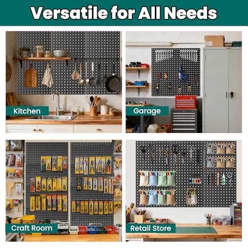 EVERHANGER Metal Pegboard Panels 24" x 12", Heavy Duty Steel Peg Boards for Garage, Pegboard Wall Organizer for Tool Storage and Organization, Black, 5 Pack - size: 5 Pack 24" x 12"