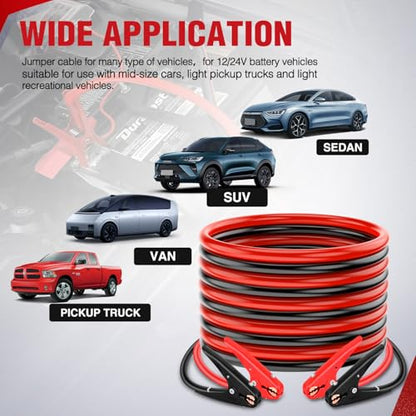 Nilight Jumper Cables for Car Battery 4 Gauge 25 FT Booster Cable Heavy Duty 600 A CCA with Carrying Bag Jump Start Emergency Kit Pickup Truck RV Vans SUV - size: 4 Guage 25 FT