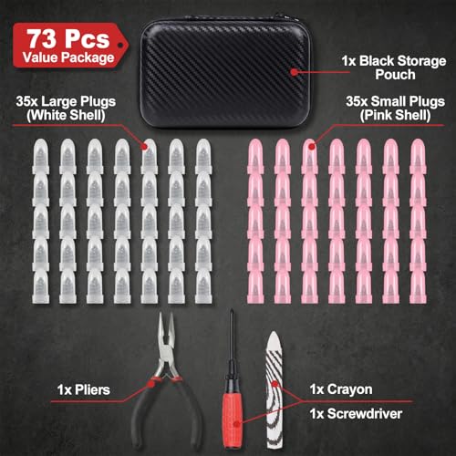 73 Pcs Tire Plug Kit, Screw in Tire Repair Rubber Nail Kit with Pliers, Screwdriver, Crayon, Quick Self-Service Emergency Repair Patch Tool for Automotive Car, Truck, Motorcycle Tubeless Tire Puncture