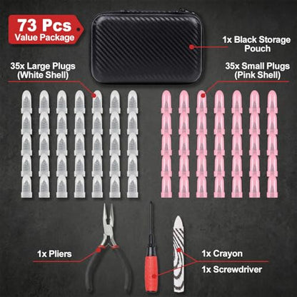 73 Pcs Tire Plug Kit, Screw in Tire Repair Rubber Nail Kit with Pliers, Screwdriver, Crayon, Quick Self-Service Emergency Repair Patch Tool for Automotive Car, Truck, Motorcycle Tubeless Tire Puncture