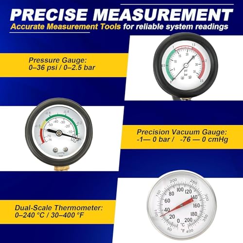 45Pcs Radiator Pressure Tester Kit, Coolant Pressure Tester and Vacuum Refill Kit for Automotive Cooling System Water Tank Leakage Detection