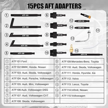SGT 3L Transmission Fluid Pump Set,Transmission Filler Pump with 15pc ATF Adapters,Manual Transmission Fluid Transfer Pump with Pressure Gauge, Automotive Transmission Dispenser Pump Tool