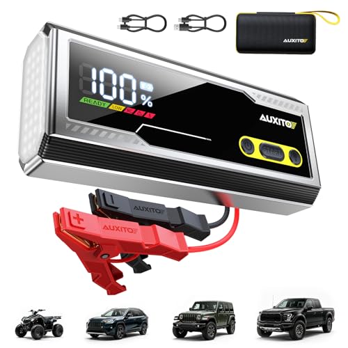 AUXITO 9000A Jump Starter, 12V Car Battery Jump Starter, Up to All Gas/All Diesel Engine with LED Display, 30W Type-C Fast Charging and 168W DC Output, 3-Mode Flashlight, Storage Case - size: T5-9000A