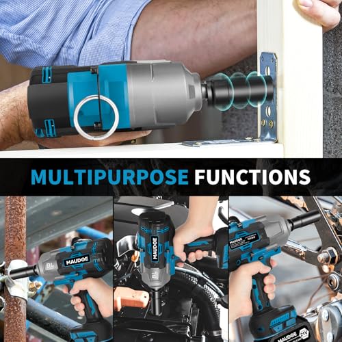 2000Nm Cordless Impact Gun, 1/2" 1500Ft-lbs Heavy Duty Impact Wrench with 2 x 6.0Ah Battery & 5 Sockets, 21V Brushless High Torque Electric Pistola Llave de Impacto for Car/Truck RV/Mower