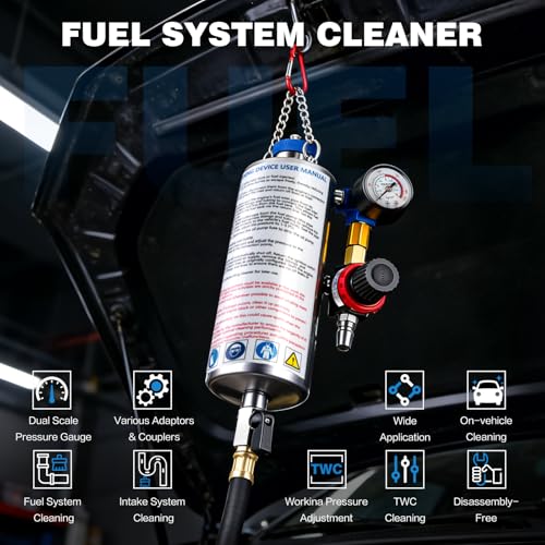 Fuel Injection Systems Cleaner Kit - 1000ML 150PSI Non-Dismantle Fuel Injector Cleaner Tester for Automotive Intake Valve Manifold Throttle Body Catalytic Converter