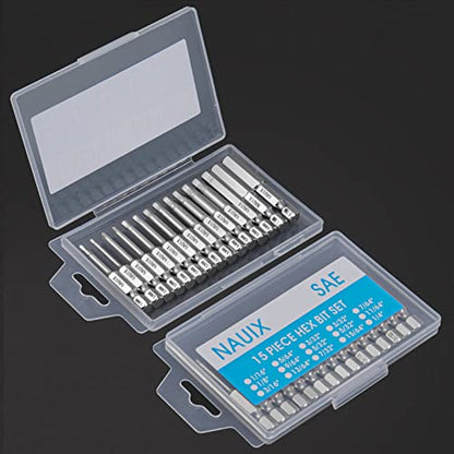30 Piece Hex Head Allen Wrench Drill Bit Set, 1/4 Inch Shank Metric and SAE S2 Steel Hex Bit Set, Magnetic Tips 50mm Long (SAE+METRIC BITS) - style: 30 Piece Hex Head