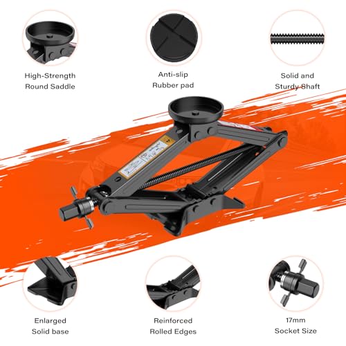 IMAYCC Car Jack Kit 2.5 Ton, Universal Scissor Car Jack, Portable Tire Changing Kit for Car SUV MPV