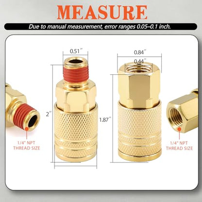 48 Pieces 1/4-Inch NPT Air Hose Fittings and Coupler Kit Copper-Plated with 360° Swivel, Quick Connect, Plugs and Adapters, Full Accessories for Air Compressor and Automotive Repair