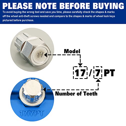 21pcs Anti-Theft Wheel Lock Lug Nut Remover Tool Kit, Automotive Wheel Nuts Screw Removal Key Socket Set with 1/2" Square Drive Adapter