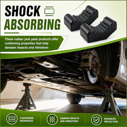 2 Pack Heavy Duty 6 Ton Jack Stands Pads,High Density Rubber Floor Jack Pad with Grooved Surface for Secure Lifting,Universal Jacks Pads for Floor Jacks for Cars SUVs