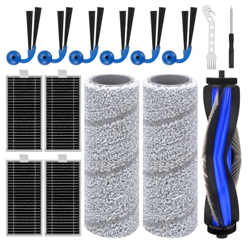 15 Pack Accessories KIt for Ecovacs Deebot X11 OmniCyclone/ X11 Pro/ X11 Pro Omni/ X11 Vacuum Cleaner, Replacement Parts 1 Main Brush 2 Mop Roller 6 Side Brush 4 Filter 2 Install Tools - color: As Show