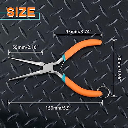 SPEEDWOX 6-Inch Needle Nose Pliers with Anti-Loss Lanyard Mini Long Nose Pliers With Non Serrated Edge Mini Precision Wire Looping Pliers for Hard to Reach Narrow Spaces - style: Straight Tips