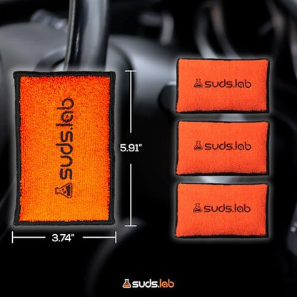Suds Lab DS Microfiber Detailing Scrub Pad 3 Pack - Car Interior Cleaning & Detailing Microfiber Scrub Pads - Set of 3 - Safe On Leather, Vinyl, Plastic, Etc. - size: Set of 3
