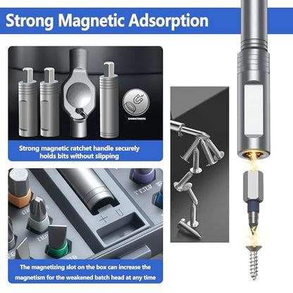 42 in 1 Magnetic Screwdriver Set, DIY Ratchet Screwdriver Set, Multi Bit Magnetic Drive,with Detachable Ratchet Handle and Storage Case, Portable Compact Repair Tool Kit for Furniture Computer Bicycle