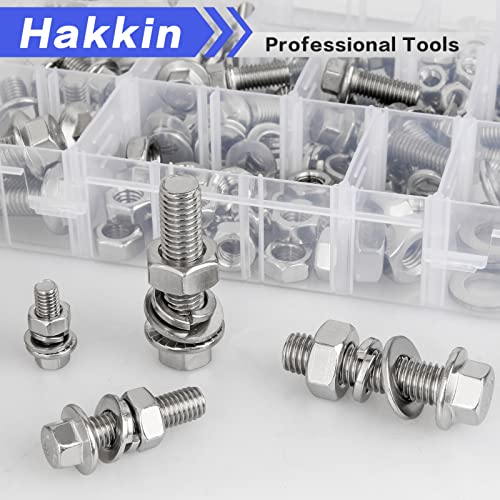 Hakkin 232Pcs Flange Bolts and Nuts Kit M6 M8 M10 Metric Flange Bolt Assortment, 304 Stainless Steel Metric Hex Bolts, M6-1.0 M8-1.25 M10-1.5 Flange Screw Set Nuts and Bolts Assortment Kit - size: 232PCS M6 M8 M10 Flanged Bolts Silver