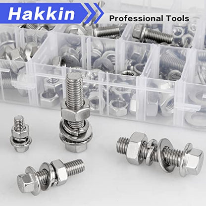 Hakkin 232Pcs Flange Bolts and Nuts Kit M6 M8 M10 Metric Flange Bolt Assortment, 304 Stainless Steel Metric Hex Bolts, M6-1.0 M8-1.25 M10-1.5 Flange Screw Set Nuts and Bolts Assortment Kit - size: 232PCS M6 M8 M10 Flanged Bolts Silver