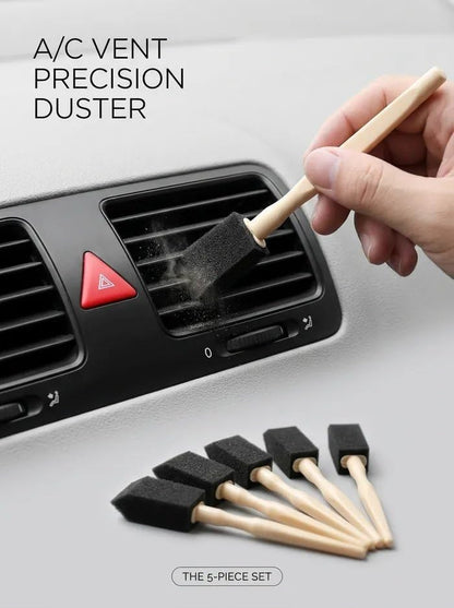 5PCS Car AC Vent Cleaning Brush Set, Foam Detail Duster for Air Vents, Dashboard, Blinds, Keyboard (5,Black) - color: Black