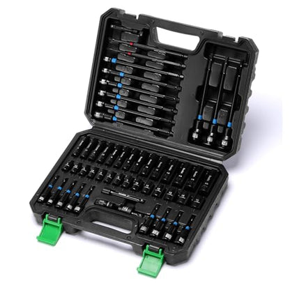 TecoTek 52PCS 1/4" Drive Impact Socket Set & Magnetic Nut Driver Set, Deep & Shallow Socket Metric(4-15mm), Metric Nut Driver Set(6-14mm) for 1/4" Quick-Change Hex Shank