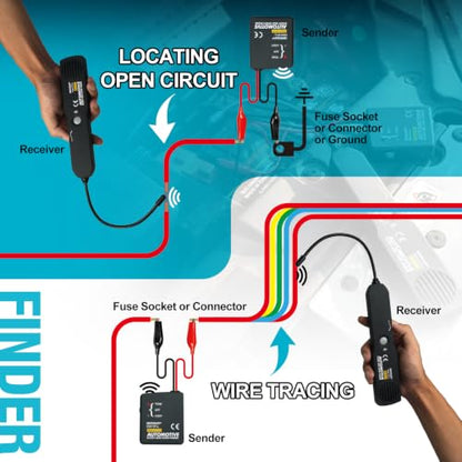 allsun EM415Pro Automotive Circuit Tracer, DC 6-42V Wire Tracker Tool | Trace hidden wires, breaks and shorts with audio signals, flexible probe and sensitivity control for vehicle testing