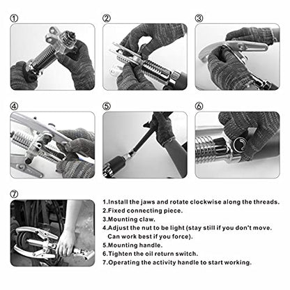 5 Ton Hydraulic Gear Puller Wheel Bearing Pulling Separator 3 in 1 Pump Oil Tube Drawing Machine M/Case - size: 5T Overall