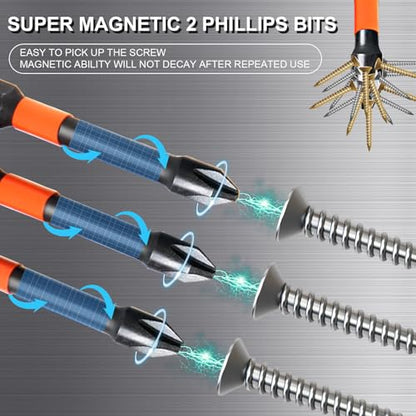 10-Pack Phillips Bits #2 Impact, 2-Inch Magnetic Phillips Head Drill & Screwdriver Bits, PH2 Premium S2 Steel 1/4" Hex Shank for Impact Drivers, Professional & DIY Use - color: 2'' Ph2 10-pcs