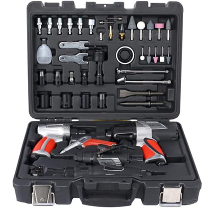 44 Piece Professional Air Tool Accessory Kit, Impact Wrench, Air Ratchet, Die Grinder, Blow Gun, Air Hammer, Dual Air Chuck, Tire Gauge, and Accessories