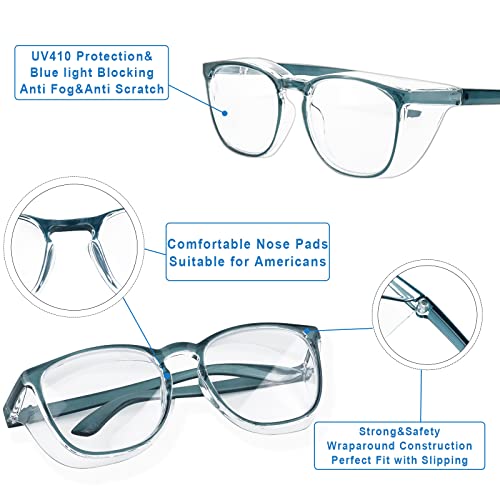 SQIMZAR Safety Glasses Goggles For Women Nurses Protective Eyewear,Anti Fog Safety Goggles - color: Leopard+blue