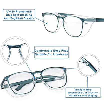 SQIMZAR Safety Glasses Goggles For Women Nurses Protective Eyewear,Anti Fog Safety Goggles - color: Leopard+blue