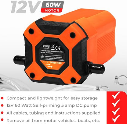VViViD Oil Extractor Pump, Easy Oil Change or Scavenge from Car, Truck, Motorbike, Boat, RV, Lawnmower, etc. (Orange)