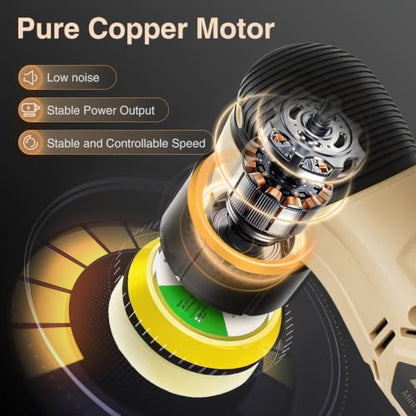 Cordless Mini Polisher,1/1.5/2Inch,DA&RO with 11 Variable Speed 2500-6000 RPM,2 * 2.3Ah Rechargeable Batteries,Car Detailing Micro Polisher - style: 2*Batteries Kit
