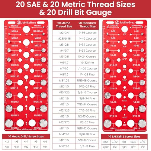Thread Checker, 60 Nut and Bolt Thread Checker, 20 Standard & 20 Metric & 20 Drill/Screw Gauge, Bolt Size Finder, Wall-Mountable Bolt Thread Identifier Gauge with Inch & CM Ruler - size: 60 Thread Checker