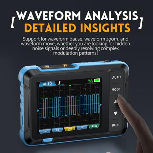 Handheld Oscilloscope, 2 Channels Portable Digital Oscilloscope Multimeter, Professional Automotive Oscilloscope with 1Mhz Bandwidth, 5.0MS s Sampling Rate & 2.8in LCD Display