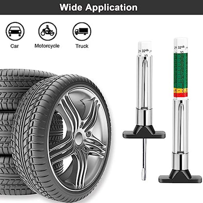 Tire Tread Depth Measuring - InstrumentSmart Color Coded Tire Tread Depth Gauge ，Trucks, SUVs & Motorcycles, Portable Tread Checker with Pocket Clip for Pre-Trip Inspections