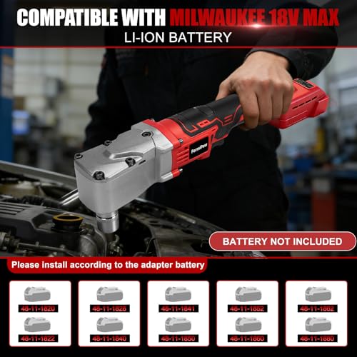 Right Angle Impact Wrench for Milwaukee M18 Battery (No Battery) | 1/2" Square Drive, 280Nm, 2-Speed Control, Cordless Design, LED Light, Safety Lock, Includes 5 Sockets for Tight Spaces