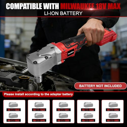 Right Angle Impact Wrench for Milwaukee M18 Battery (No Battery) | 1/2" Square Drive, 280Nm, 2-Speed Control, Cordless Design, LED Light, Safety Lock, Includes 5 Sockets for Tight Spaces