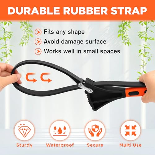 2-Piece Strap Wrench Set, Adjustable Rubber Oil Filter Wrench Max Diameter 4" and 6", Jar Opener Set Heavy Duty Blet Wrenches for Drain Sewer Cap Sink Pliers Nut Shower Head Valve Removal - style: 2-Pc Strap Wrench Set - Orange