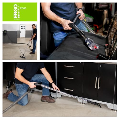 Atrix Ergo Edge Canister Shop Vac-Wall Mounted Garage Vacuum Cleaner with Built-in Dust Bag & Extendable Hose-Compact Black Design, 20 x 9 x 12 - size: Wall Mounted Bundle