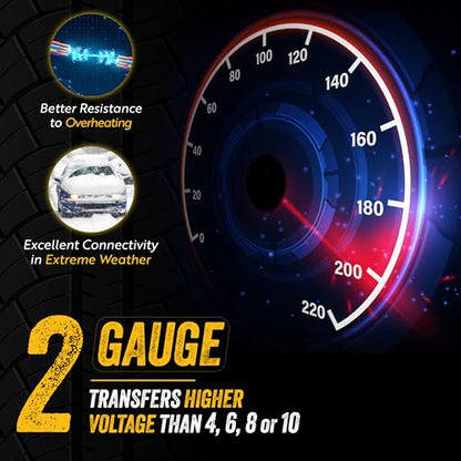GOODYEAR Heavy Duty Jumper Cables for Car Battery - 2 Gauge Thick Wire, Extra Long 16 ft Booster Cables with Carrying Case for Cars, Trucks, SUVs, Emergency Roadside Kit Car Accessories - size: 2 Gauge, 16 FT