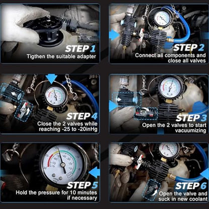 28 Pcs Universal Radiator Pressure Tester Kit,Coolant Pressure Tester kit with 13 Radiator Adapters,Precise Coolant Leak Detector for All Vehicle Cooling System - size: 28PCS