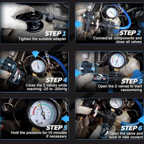 28 Pcs Universal Radiator Pressure Tester Kit,Coolant Pressure Tester kit with 13 Radiator Adapters,Precise Coolant Leak Detector for All Vehicle Cooling System - size: 28PCS