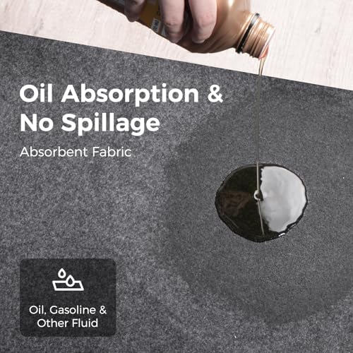 WELKIN Oil Spill Mat (60" x 36"), Absorbent Oil Pad Protects Floor, Garage Floor Mat for Under Car Driveway, Waterproof Backing, Durable & Cuttable - size: 5' x 3'