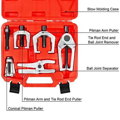 YSTOOL Front End Service Tool Set with Automotive Ball Joint Separator Tie Rod End Puller Pitman Arm Remover 5 PCS Removal Splitter Kit for Car SUV Light Truck Pickup - color: Red