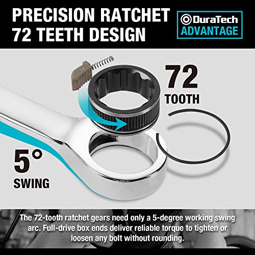 DURATECH Ratcheting Wrench Set, Combination Wrench Set, Metric, 10-piece, 6-18mm, CR-V Steel, with Pouch - size: 6.0-18.0mm, style: Regular