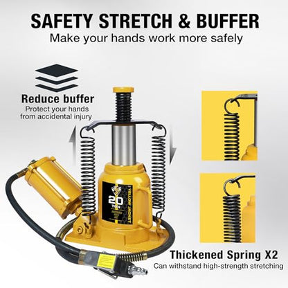 YELLOW JACKET Low Profile 20 Ton Air Bottle Jack 20 Ton with Aluminum Alloy Pump and Unique Slow Release Equipment