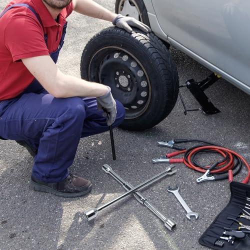 TONDA 4 Way Lug Wrench, Foldable Cross Tire Iron Lug Nut Wrench, Multi Size Chrome Plated Carbon Steel - style: Foldable